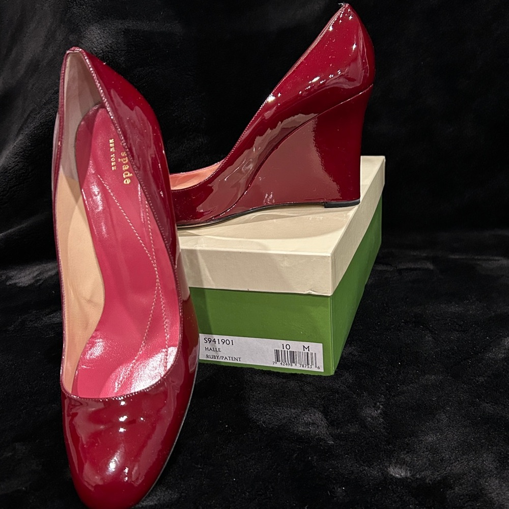 Kate Space Red Patent Leather Wedge Heels